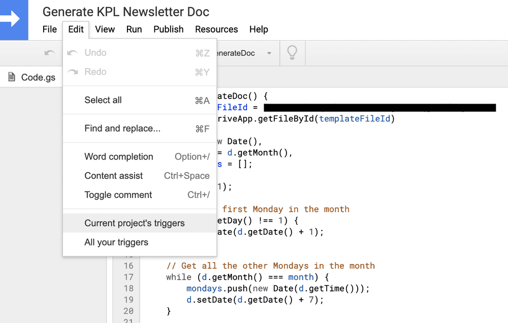 Adding a project trigger